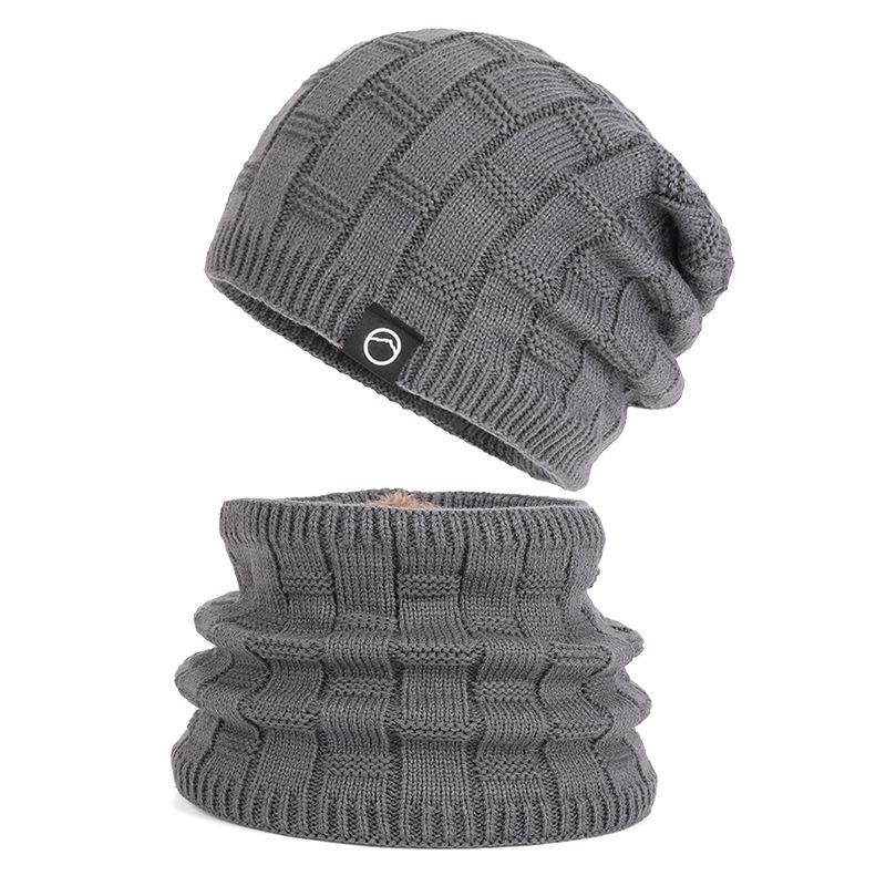 Вязаный комплект: шапка и бафф. Теплая зимняя шапка и шарф. С подкладкой из флиса. Для активного отдыха и спорта. Унисекс.