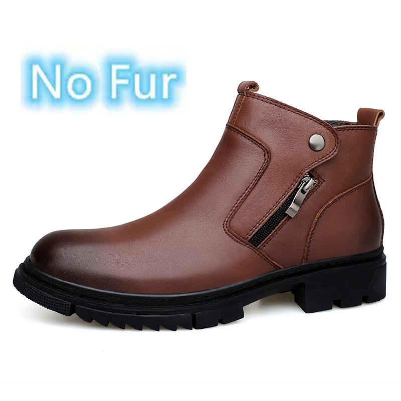 Ботинки челси с боковой молнией, мужские ботинки из натуральной кожи, высококачественные теплые зимние ботинки с плюшевым мехом, обувь для ходьбы от люксового бренда