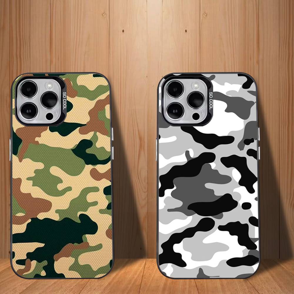 F-Fashion C-Camouflage Phone Case For iPhone 17,16,15,14,13,12,11,Mini,Pro,SE,MAX White Matte Shockproof Cover