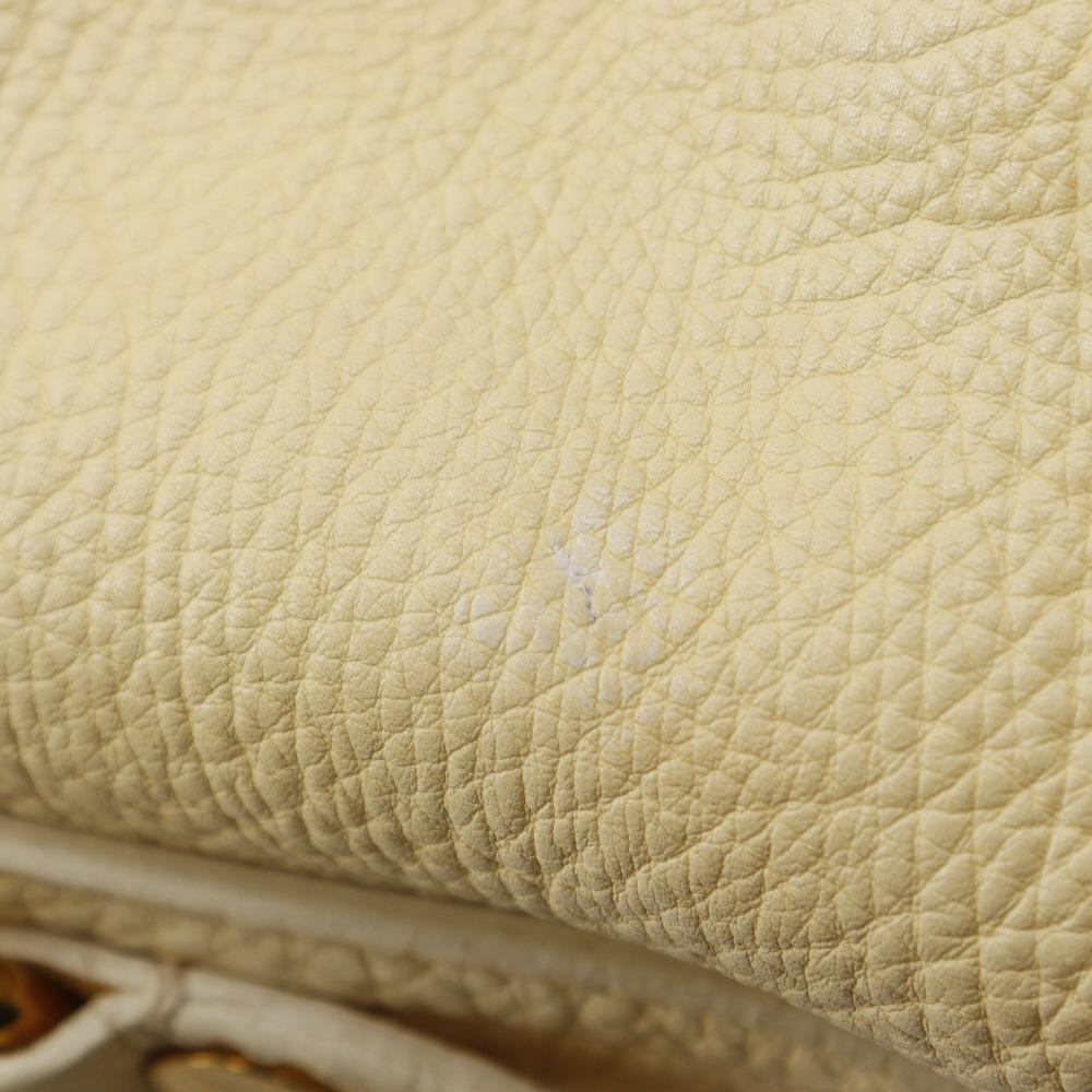 Celine Mini Boston Bag Tote Bag Triomphe Off White Leather Women Used