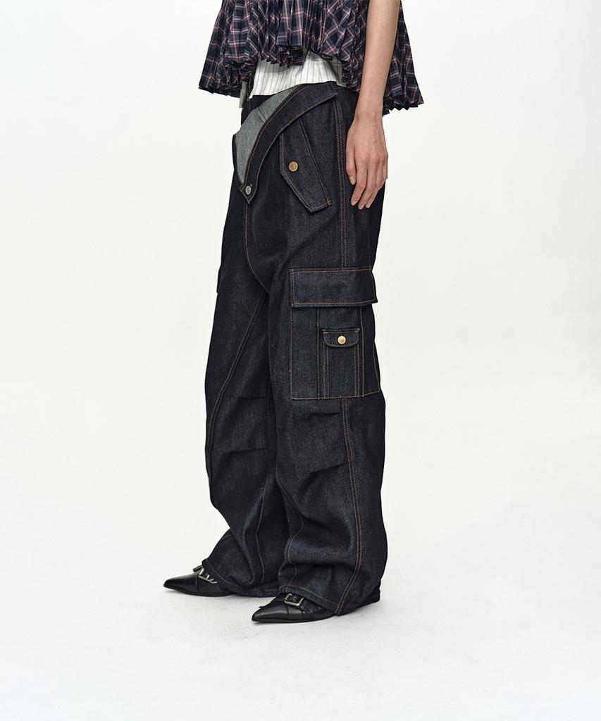 ADSB ANDERSSON BELL Rigid Turnover Cargo Jeans Apa879W(Indigo)