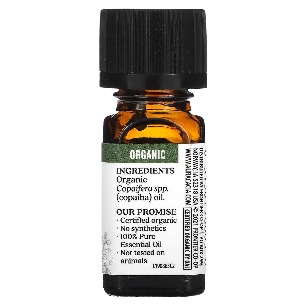 Pure Essential Oil, Organic Copaiba, 7.4 Ml (0.25 Fl Oz)