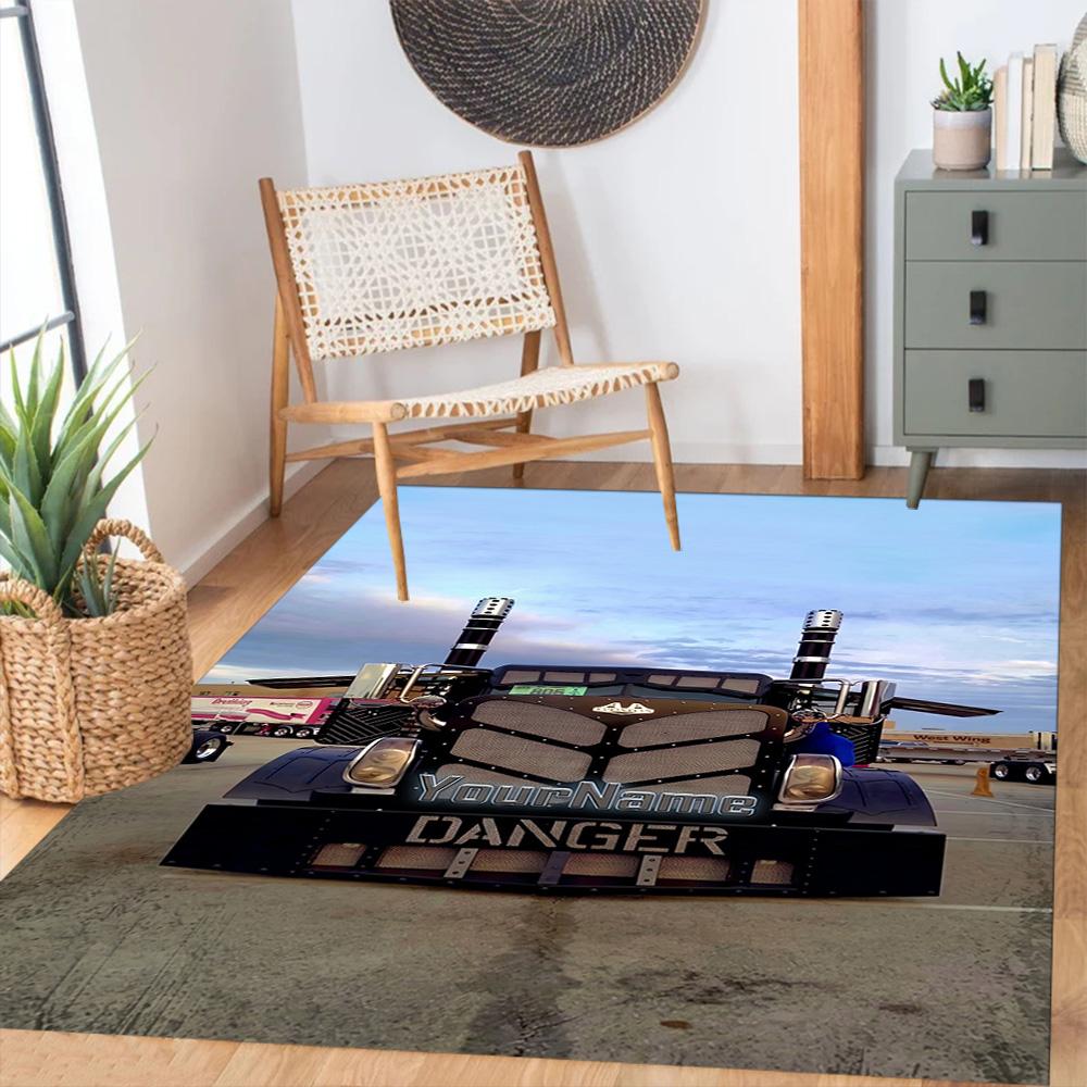 Kw Heavy Trucks Customize Your Name Area Rug Suitable for Foyer Kitchen Balcony Playrooms Antislip Carpet Office home decor Spiritual Gift