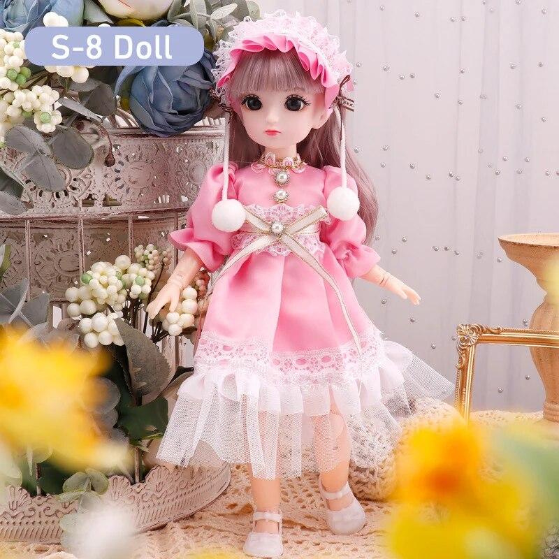 Кукла BJD для девочек, 30 см, аниме-кукла, 23 шарнира, подвижное тело с юбкой, шляпа, головной убор, игрушка «сделай сам»