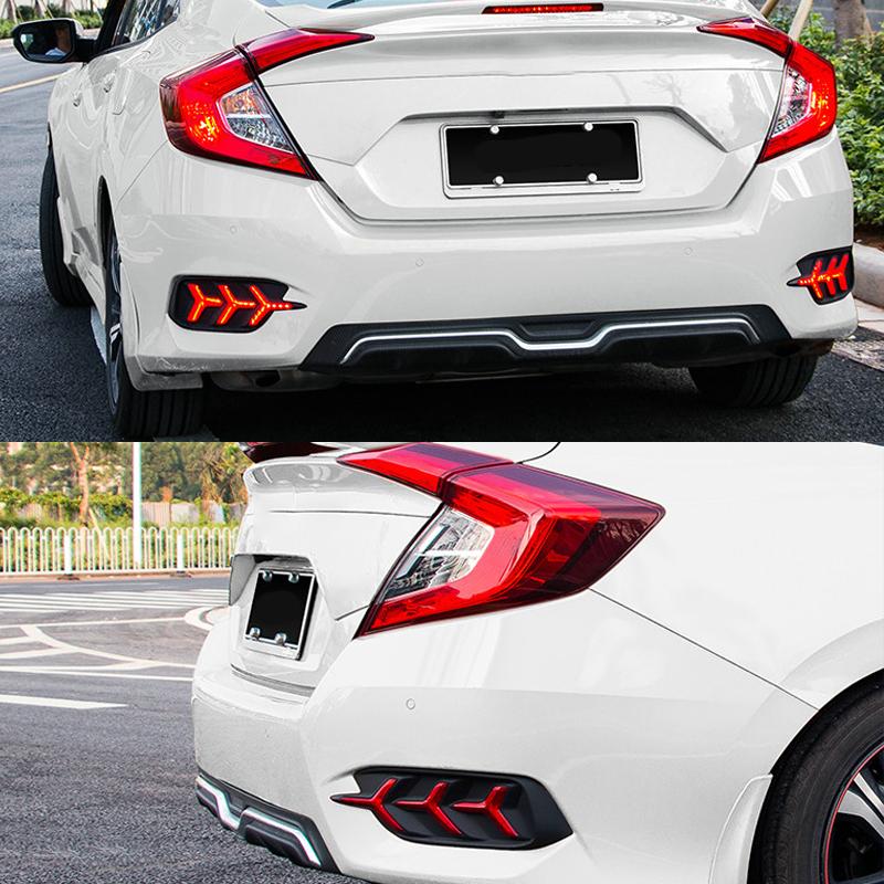 Динамический плавный сигнал поворота, светодиодный отражатель заднего бампера, вождение автомобиля, стоп-сигнал для Honda Civic 2016 2017