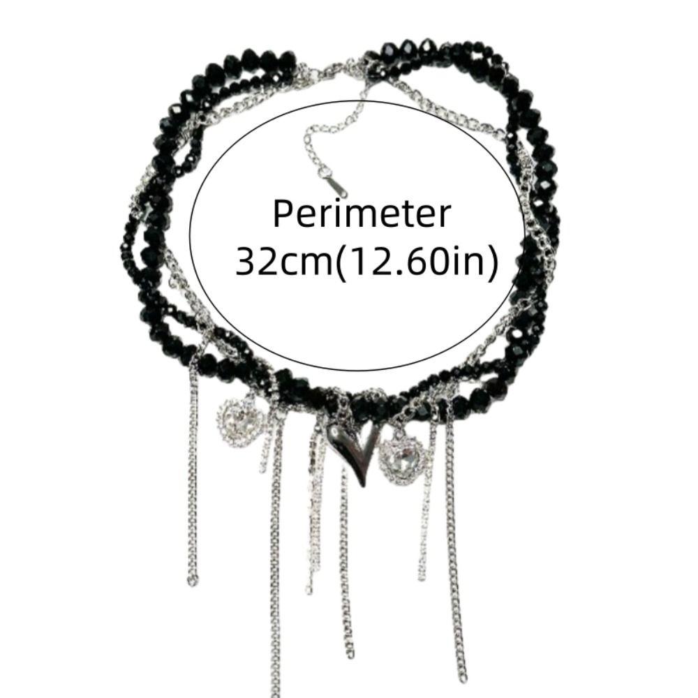 Прозрачное ожерелье с подвеской в виде сердца, геометрия, Y2K, ожерелье с кристаллами, бисер, стразы, женское колье