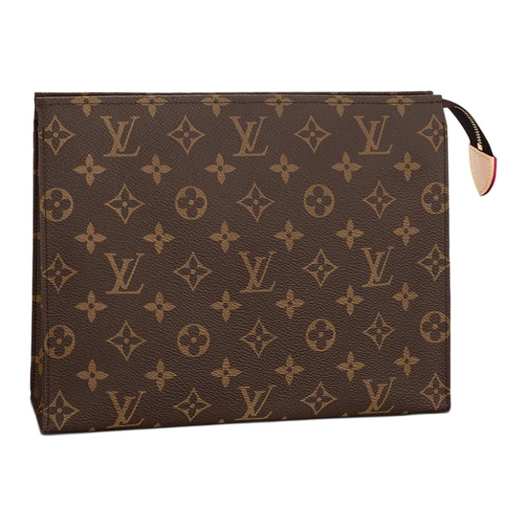 Louis Vuitton Косметичка 26 Классический Канвас С Монограммой И Кожаная Сумка Для Туалетных Принадлежностей Унисекс Коричневая M47542