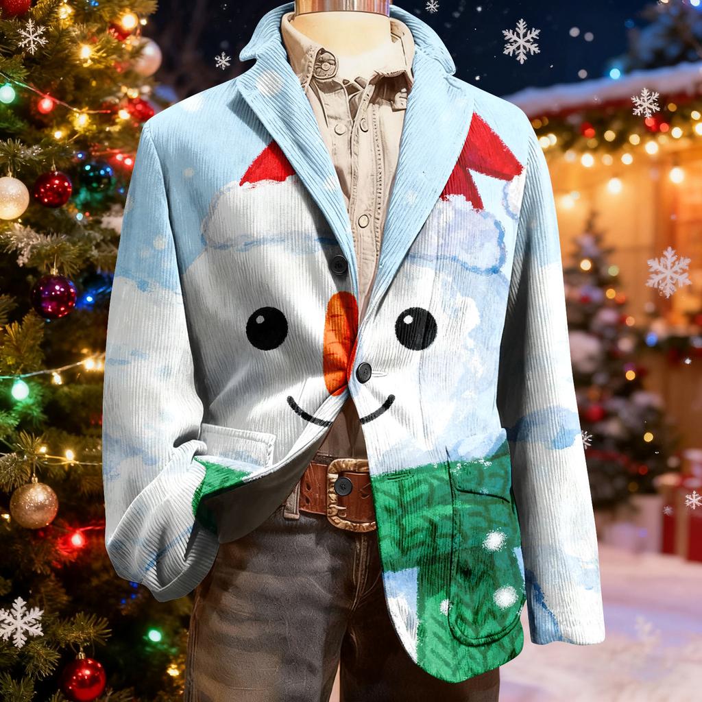 Мужской уродливый рождественский вельветовый теплый карманный пиджак-кардиган, мужской повседневный костюм