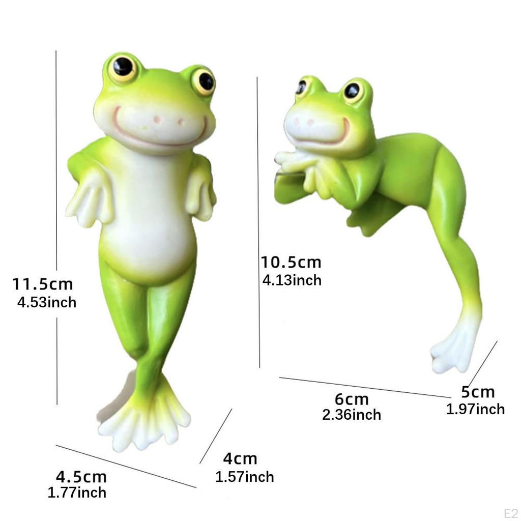 2x Статуэтки стоящей и лежащей лягушки, декоративные фигурки, растительный декор, многоцелевая смола, маленькая для
