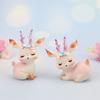 Kawaii Resin Pink Deer Ornament Cartoon Deer Birthday Cake Decor Baby Deer Doll Sculpture Children