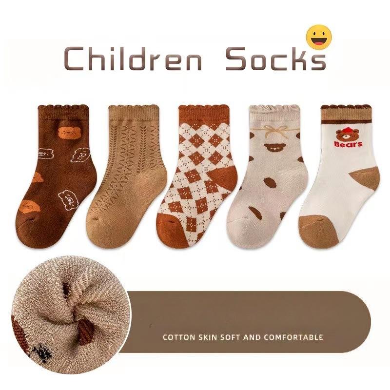 5 пар детских носков шерстяные круговые с утолщенной кожей теплые чулки осень-зима детские носки-тапочки для мальчиков и девочек