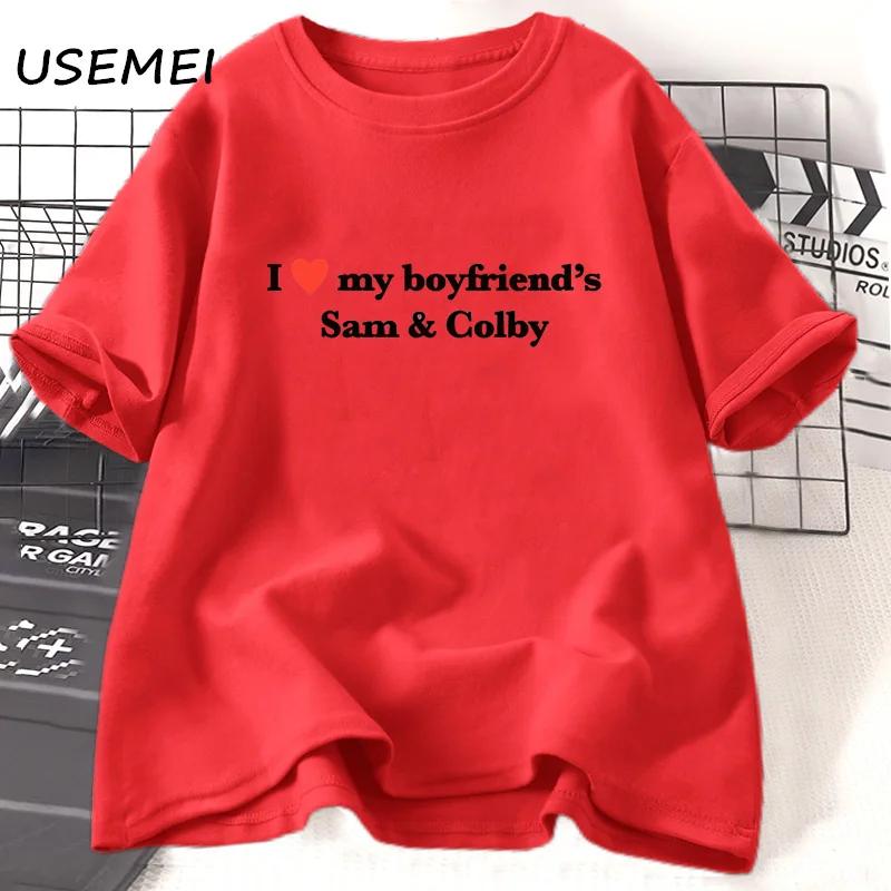 I Love Sam and Colby Tshirt Women Casual Cotton Heart Tshirt 90s Clothes Vintage Harajuku Fashion Streetwear Female Clothing