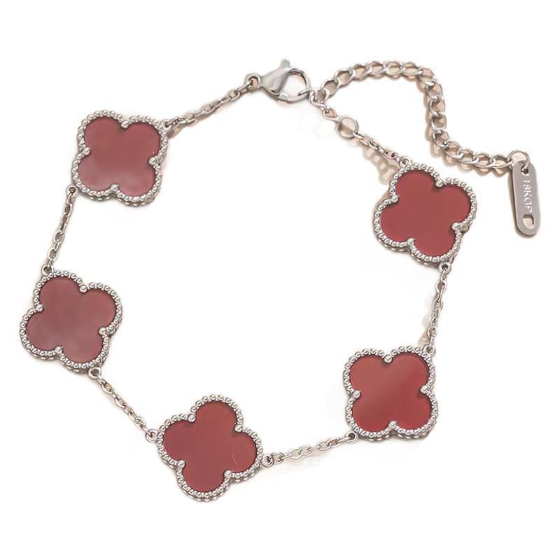 15 мм не теряет цвет четырехлистный клевер титановая сталь пять цветов браслет женская мода универсальный высококлассный чувство женского браслета