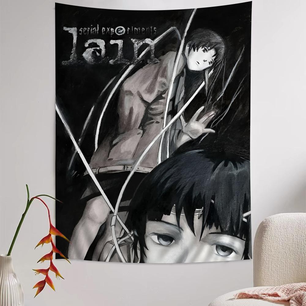 Serial Experiments Lain Cartoon Tapestry Art SciFi Room Home Decor Wall Hanging for Bedroom Living Room Dorm Design