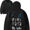 Мужская толстовка Ado World Tour 2025 Повседневная уличная одежда Графический принт Капюшон на шнурке Спортивная Хип-хоп Оверсайз Осень Зима Толстовка для мужчин женщин