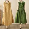 Зеленое платье-рубашка без рукавов женское летнее с новым чувством дизайна, свободное и тонкое, на шнуровке, с темпераментом, длинная юбка