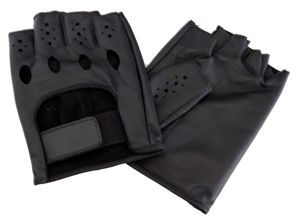 Lezax JOYFIT Half-Finger Driving Gloves, Sheepskin Leather, Black, Size 08