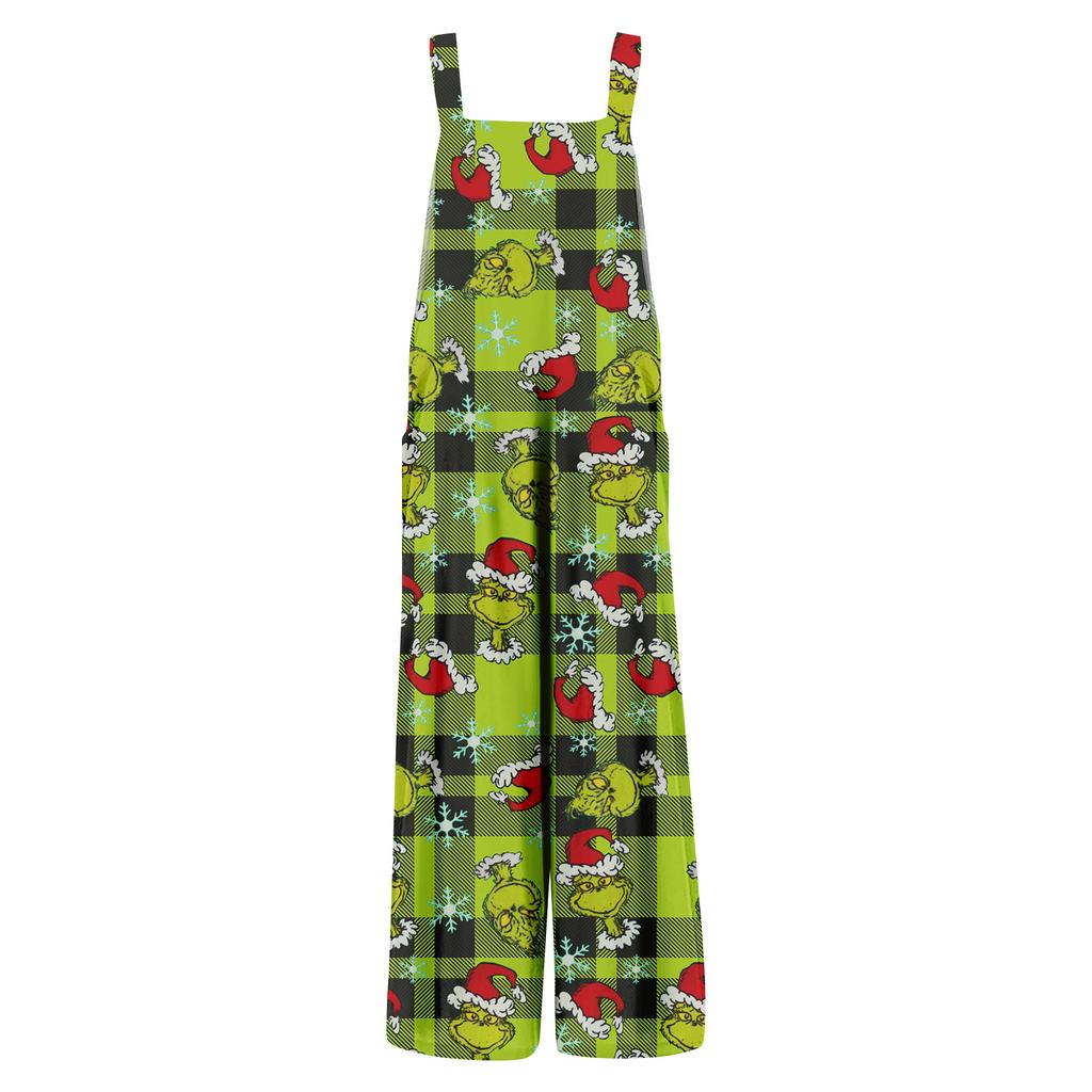 Women's Jumpsuit Halloween Print Casual Loose Vintage Shoulder Strap Cotton Linen