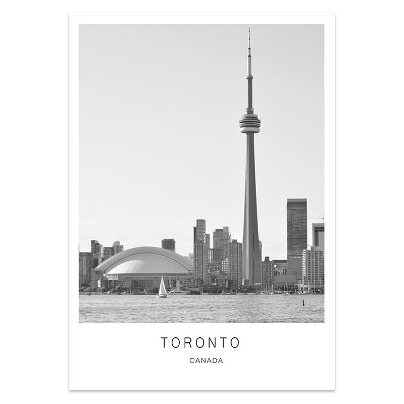 Черно-белый городской пейзаж мира Картина на холсте Париж Лондон Плакат Печать Современное настенное искусство Картина Украшение спальни Домашний декор