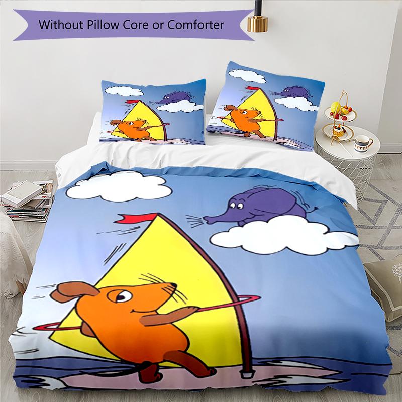 3pcs Die Maus Bedding Set Duvet Cover Closure Includes 1 Duvet Cover & 2 Pillowcases, Soft and Comfortable for All Seasons.