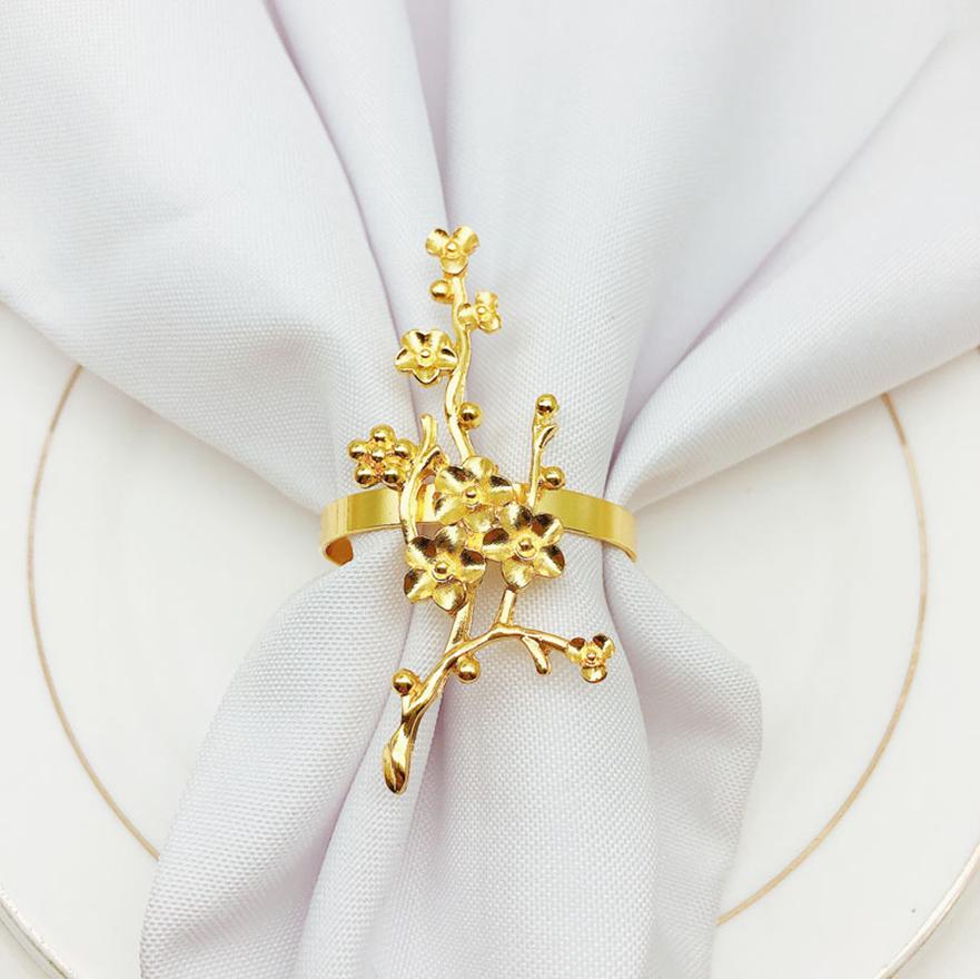 10 шт./лот, новое кольцо для салфеток в виде цветка сливы, металлическая пряжка для салфеток, подставка для колец для салфеток в ресторане, украшение для стола на свадьбу