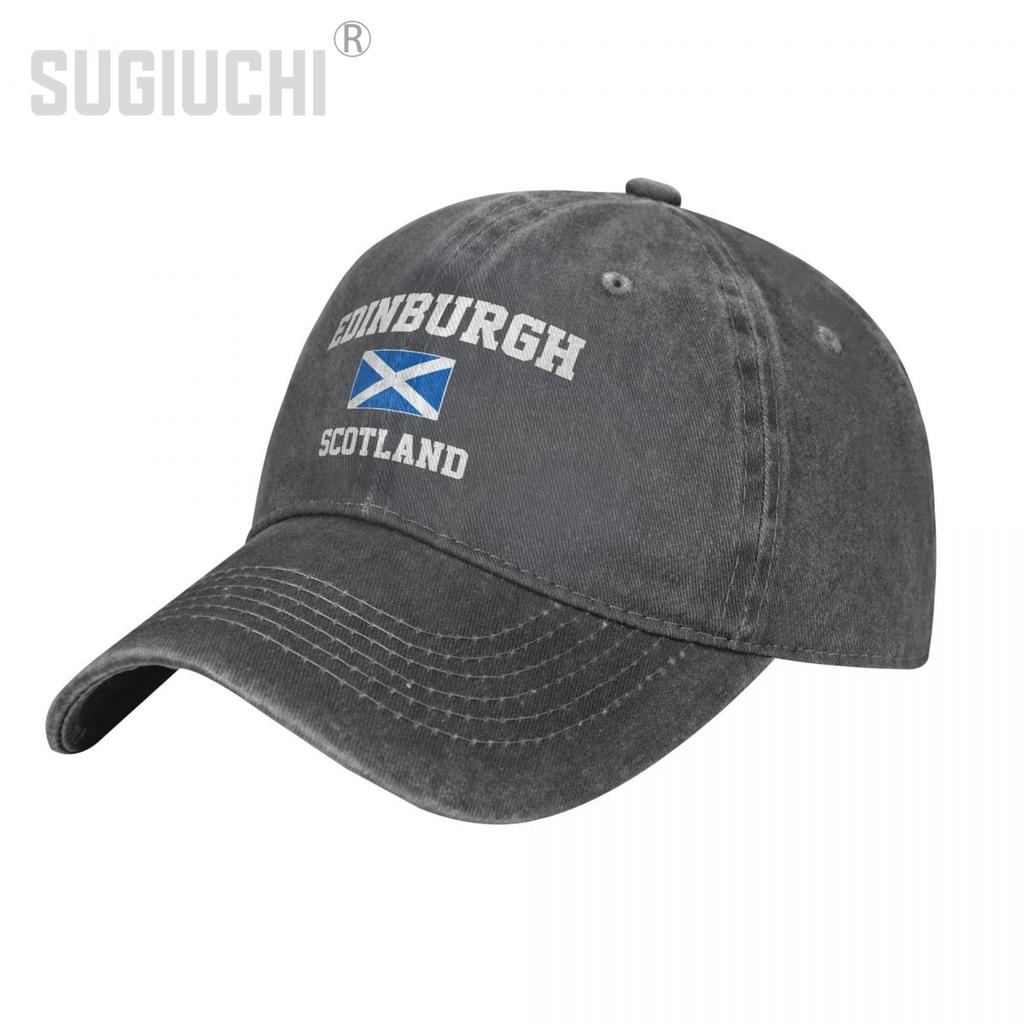 Flag of Scotland Edinburgh Unisex Adult Charcoal Washed Denim Baseball Cap Unisex Classic Vintage Cotton Dad Patriotic Trucker Hat