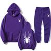 Spring Autumn Men And Women Tracksuits Sets Spider Long Sleeve Hoodie+Jogging Trousers 2 Piece Fitness Running Suits