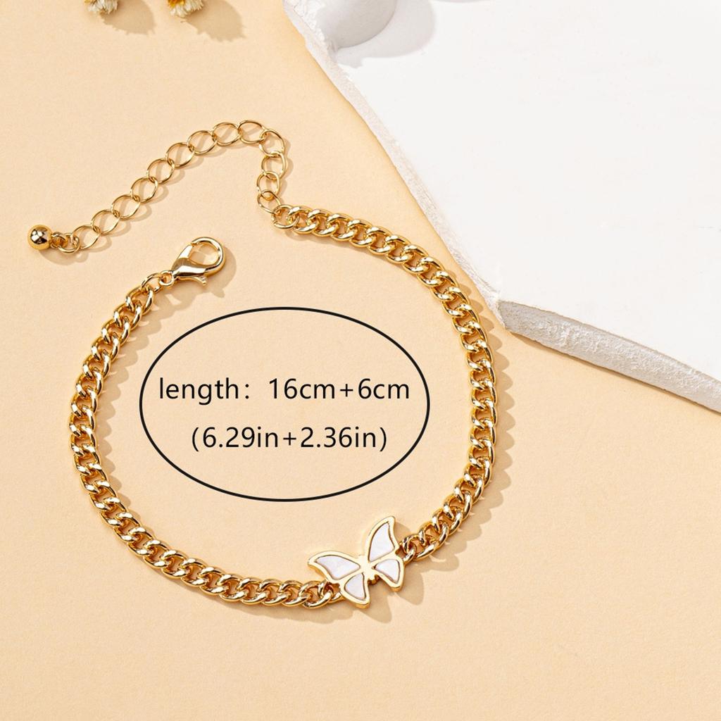 Женский браслет, простая цепочка с подвеской-бабочкой, подходит для повседневного ношения и отпуска