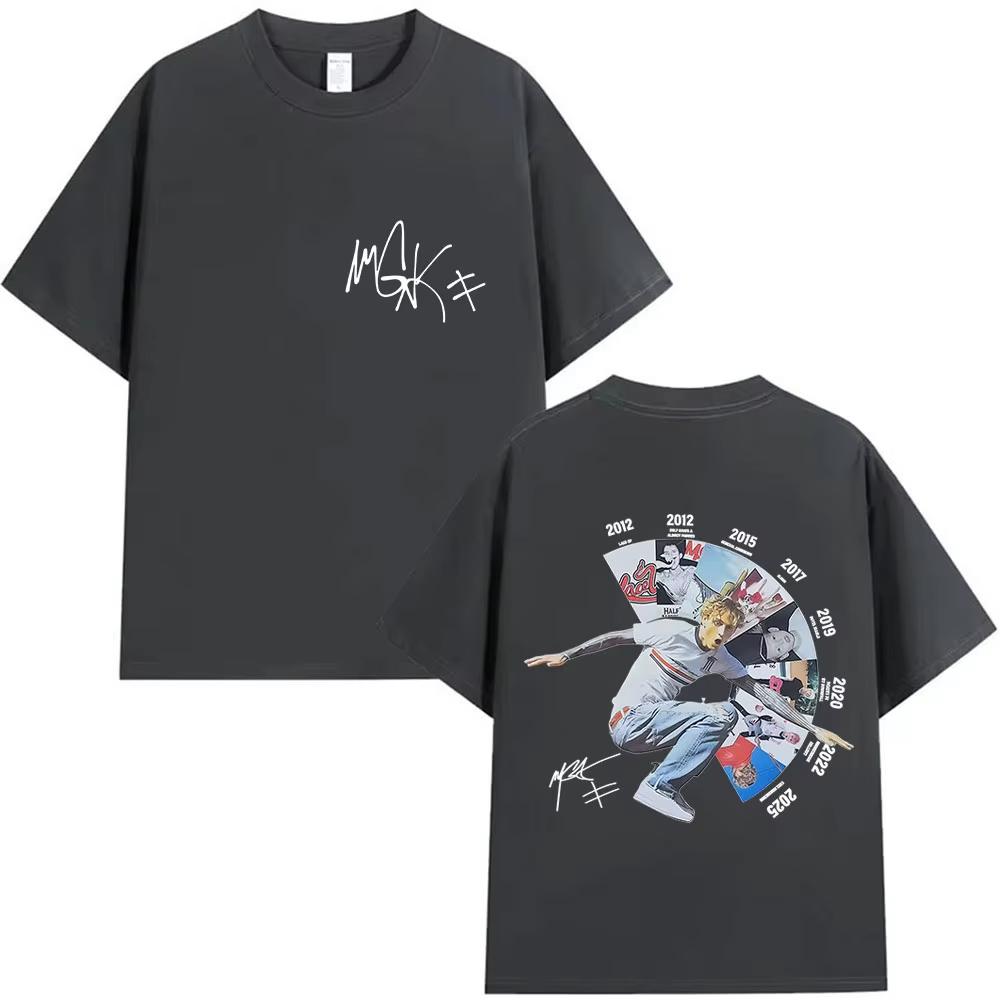Рэпер MGK Lost Americana Tour 2026 Футболки с принтом Machine Gun Kelly Повседневная футболка с круглым вырезом Модная хлопковая футболка высокого качества