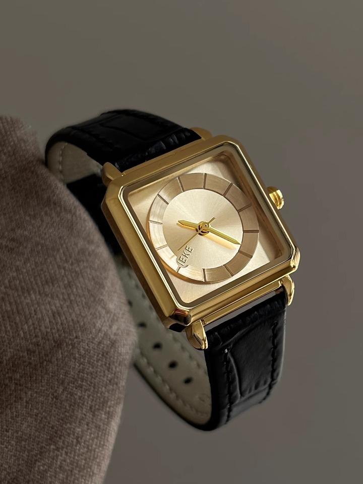 Ladies Watch Square Fashion 25mm Small Dial Brown Leather Waterproof Women's Watch Minimalist Clock With Dresses