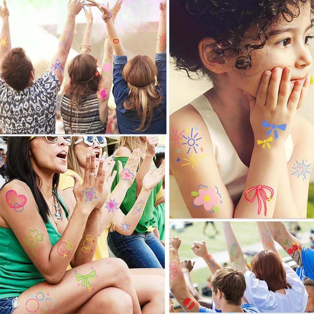 10 листов красочных допаминовых маленьких узоров татуировки наклейки для лица руки тела временные поддельные водонепроницаемые татуировки наклейки детские подарки