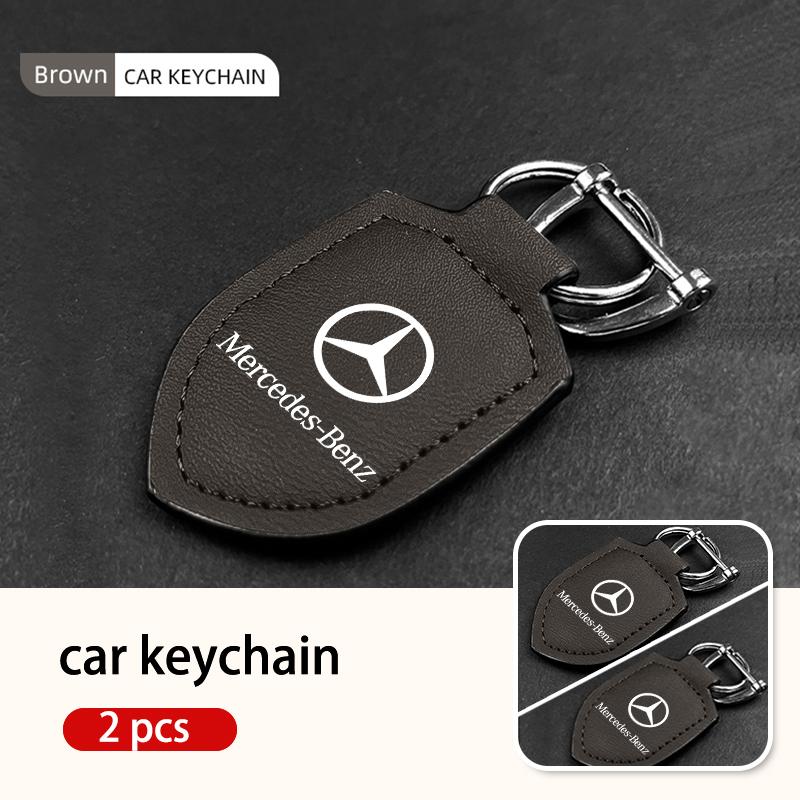 CDX1 Hot 2026 New For Benz Car Keychain Key Holder Shield Leather Key Rings Pendant For Mercedes Benz W202 W212 W126 W140 W168 W177 C