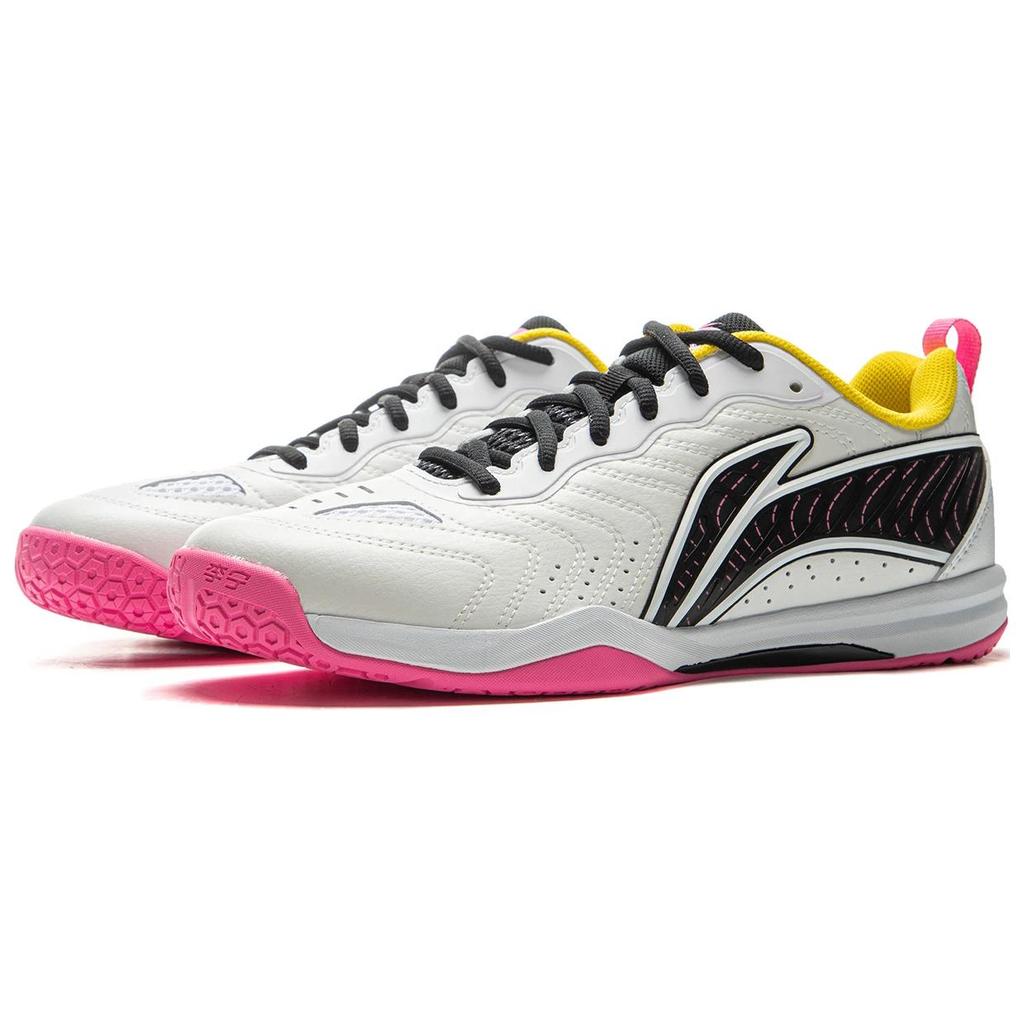 Li Ning Скользкие и износостойкие Покрытие Сценарий тренировки Низкие Настольный теннис Обувь Унисекс Белый Черный APPV003-2