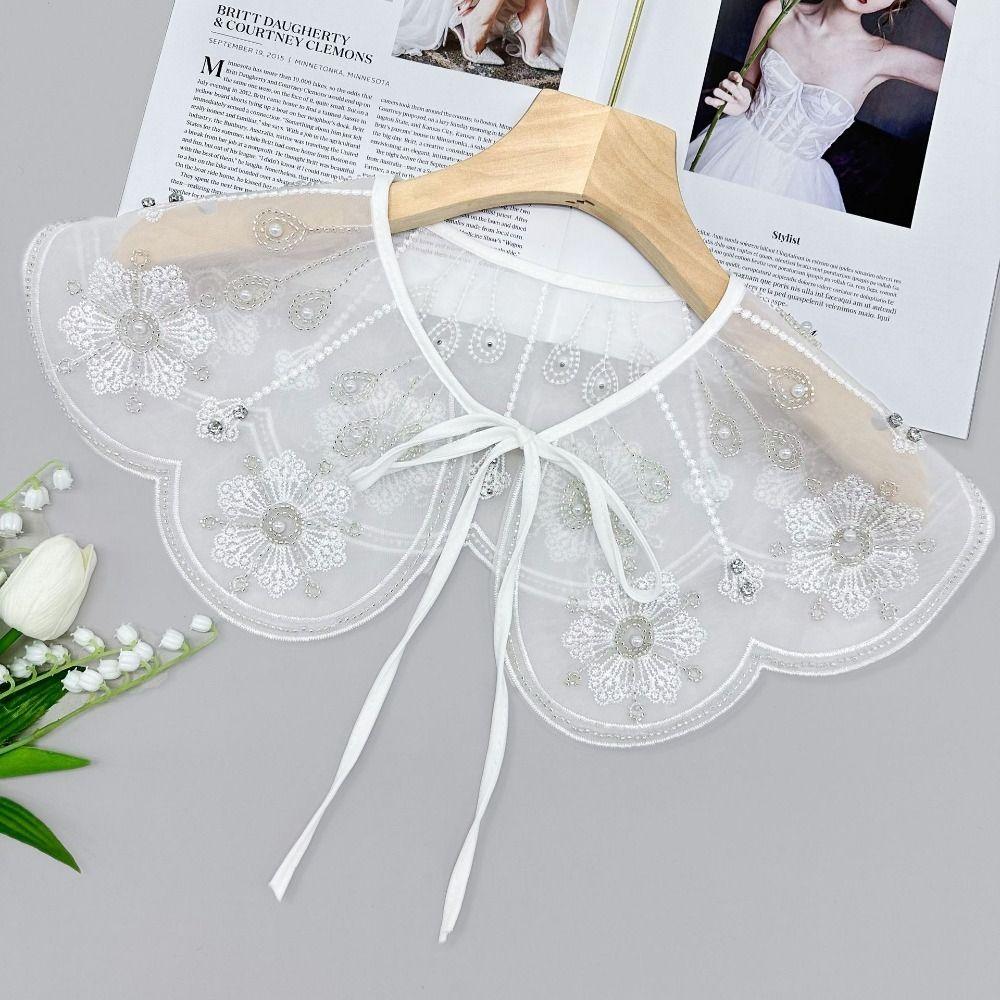 Shawl Wrap Decoration Lace Fabric Fake Collar Hollow DIY Detachable False Collar Ladies Cape Women Girls