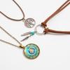 Ожерелье с подвеской в этническом стиле, винтажное, с изображением солнца и луны, многослойное, литературное, ретро, женское, кожаное, вощеное, веревочное, ювелирное изделие