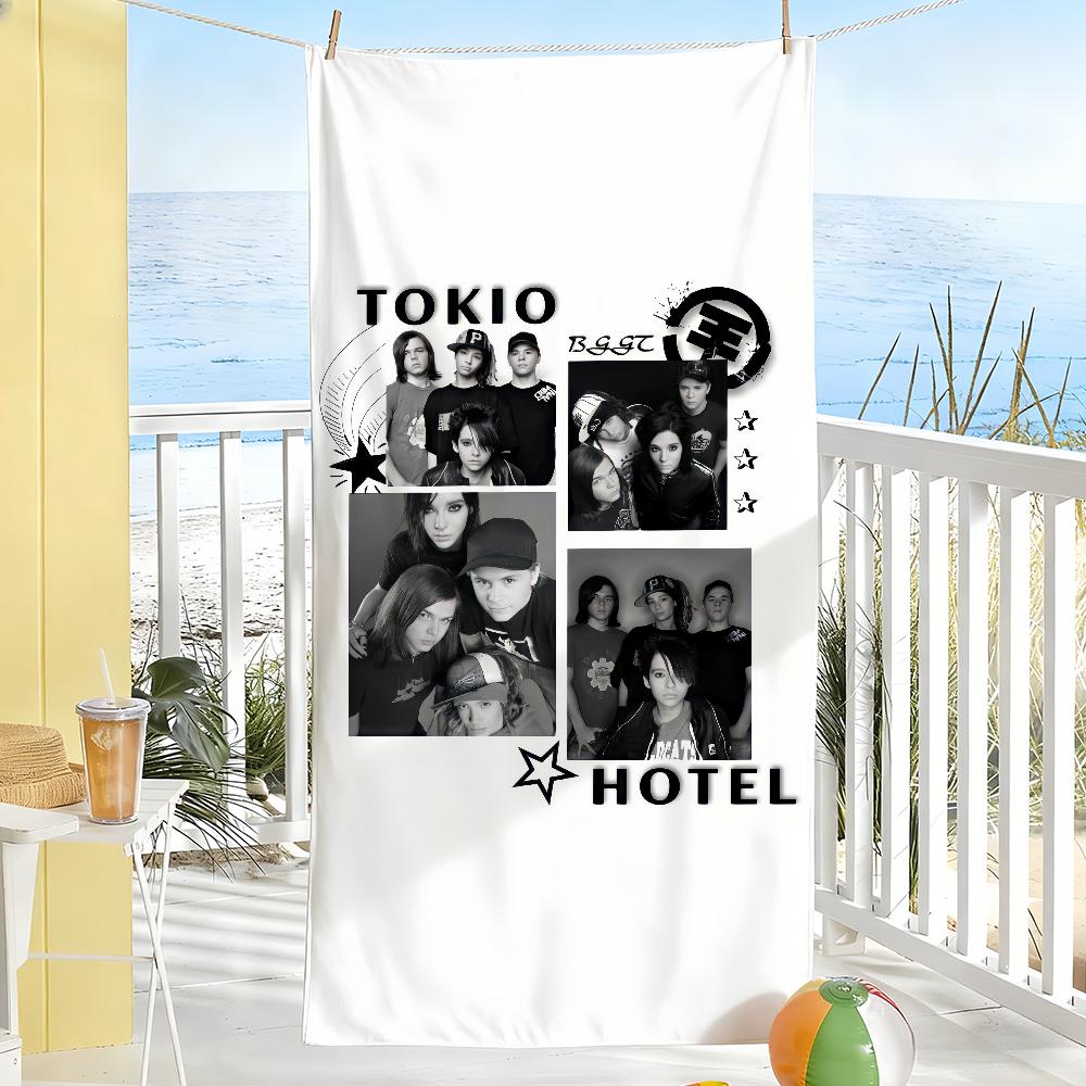 Музыкальное полотенце с логотипом Rock Band T-Tokio Hotel, быстросохнущее, мягкое, для йоги, плавания, фитнеса, альпинизма, большое пляжное полотенце