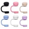 2Pcs Solid Color Straw Cover Food Grade BPA Free Silicone Reusable Dust-proof No Spill 10MM Tumbler Straw Tip Plug Topper Protector Cup Accessories