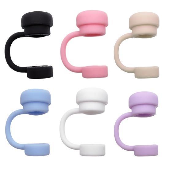 2шт сплошной цвет соломенный чехол многоразовый силиконовый без BPA пищевой пыленепроницаемый без пролития