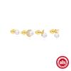 4-Piece Set, Irregular S925 Sterling Silver Pearl Zircon Versatile Fashion Stud Earrings Set