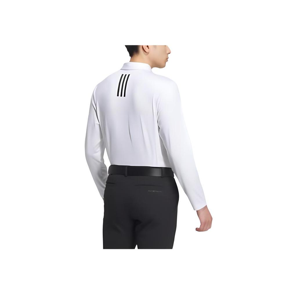 Adidas Golf Series Logo Pattern Outdoor Casual Sports Long Sleeve Polo Shirt Men Polo Shirts White IM7292