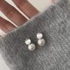 High-End Round Metal Pearl Stud Earrings: Korean Retro, Simple, Versatile Fashion Accessories for Women.