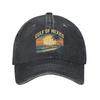 Vintage Gulf of Mexico Vintage Sunset Baseball Cap Men Distressed Denim Washed Sun Cap Mexican Pride Outdoor Activities Gift Cap