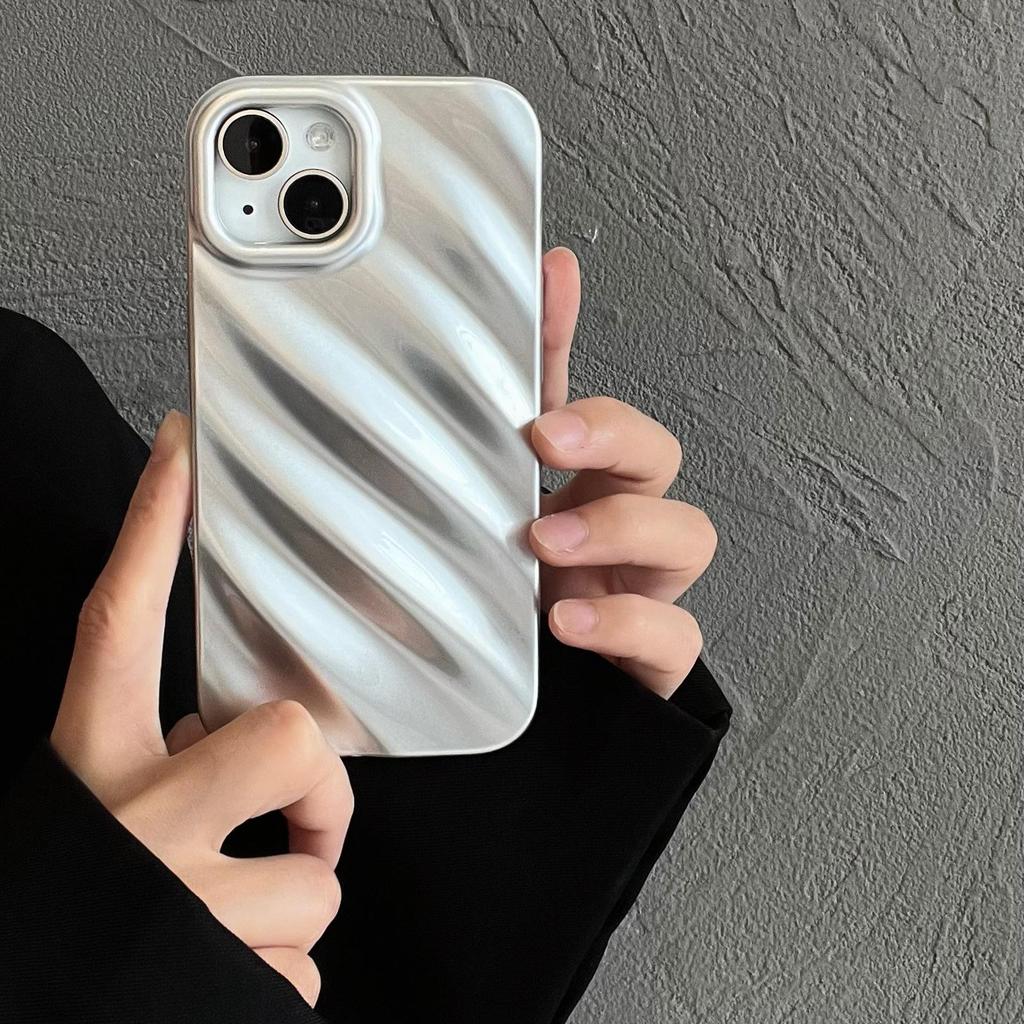 Серебристый чехол с рябью, подходящий для iPhone 11, iPhone 12, iPhone 13