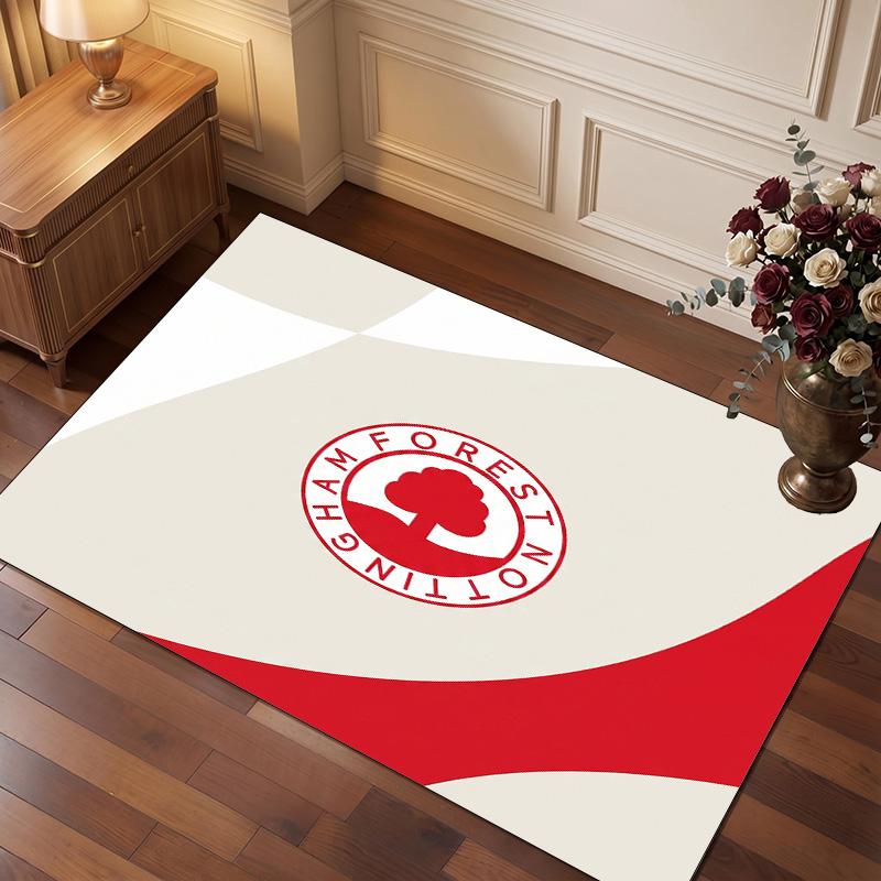 Nottingham Forest Football Print Crystal Velvet Rug, Comfortable Water Absorbent Non Slip Indoor Floor Carpet