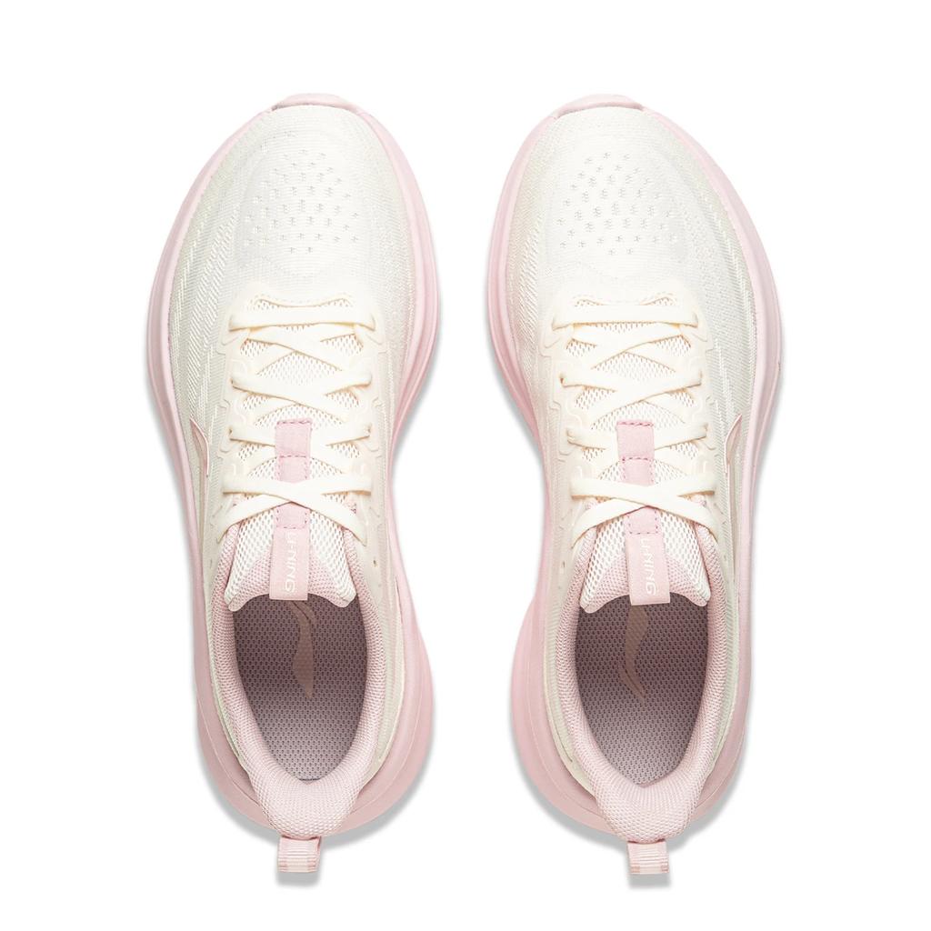 Li Ning Текстиль Легкий Бриз, ТПУ Низкие Повседневные Беговые Кроссовки Женские Бело-Розовые ARSV108-3