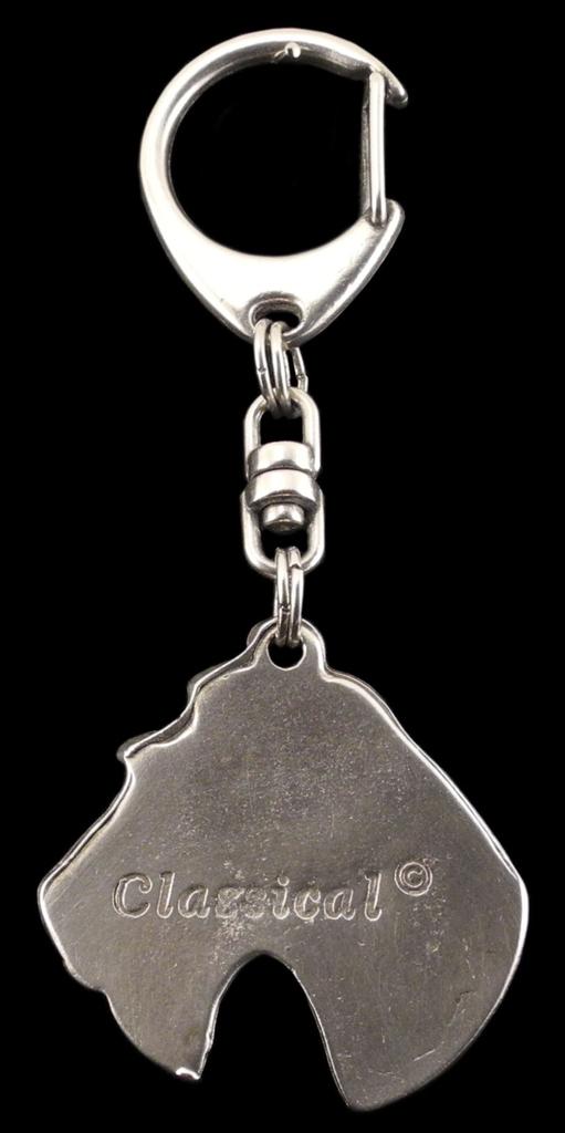 Fox Terrier Wire - Silver-plated Key Ring with Dog, Handbag Decoration, Backpack Pendant by Art-Dog Brand