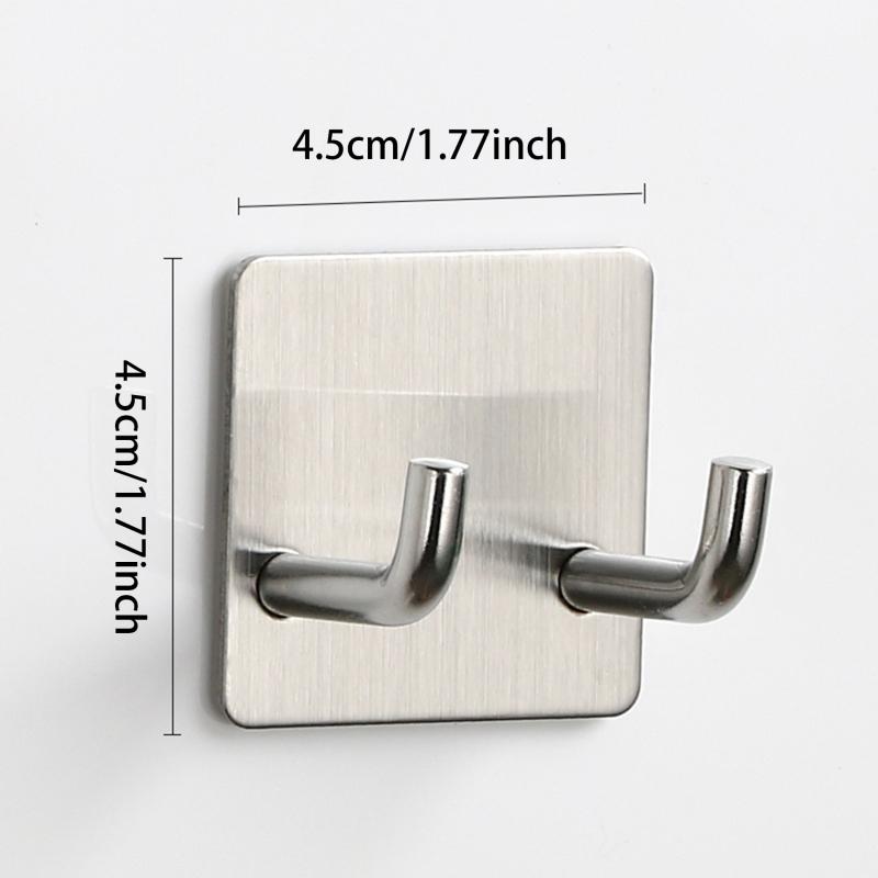 Крючок из нержавеющей стали для дома, кухни, настенный, без дырокола, для ванной, водонепроницаемый, с сильным клеем, для хранения, двойной крючок