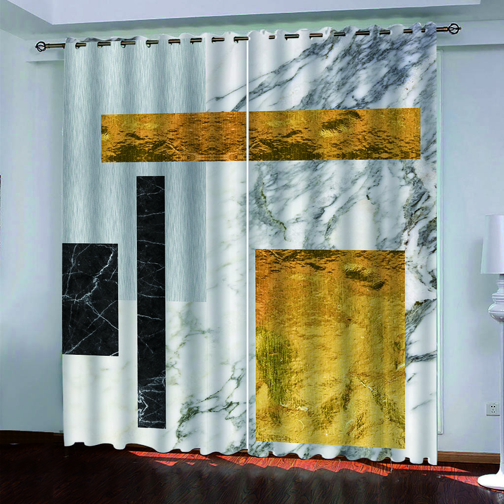 Шторы салон 2 штуки Геометрические мраморные узоры 3D принт узор Оконная штора для ребенка Детская комната Мальчик Спальня Гостиная Дом