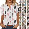 Женская повседневная модная хлопково-льняная женская рубашка с коротким рукавом с принтом