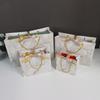 3pcsMarble Pattern Gift Bag Birthday Festival Party White Storage Tote Bag Gold Ribbon Baking Gift Packaging Paper Bag